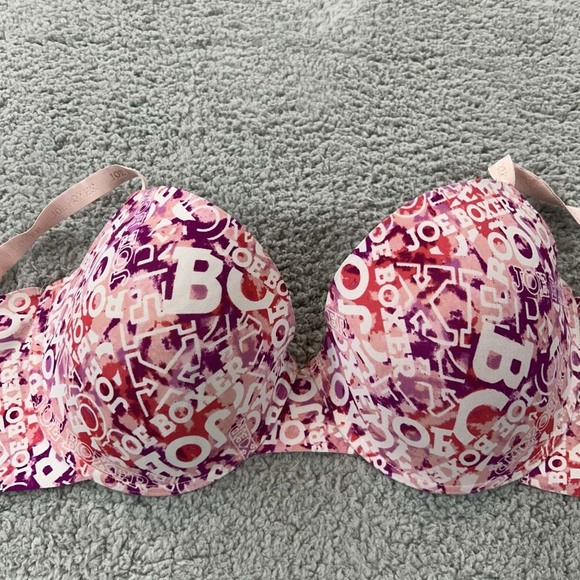 Joe Boxer Bra 38DD Push Up Bra 56233 Spellout Graffiti All over print Boost - Picture 1 of 9